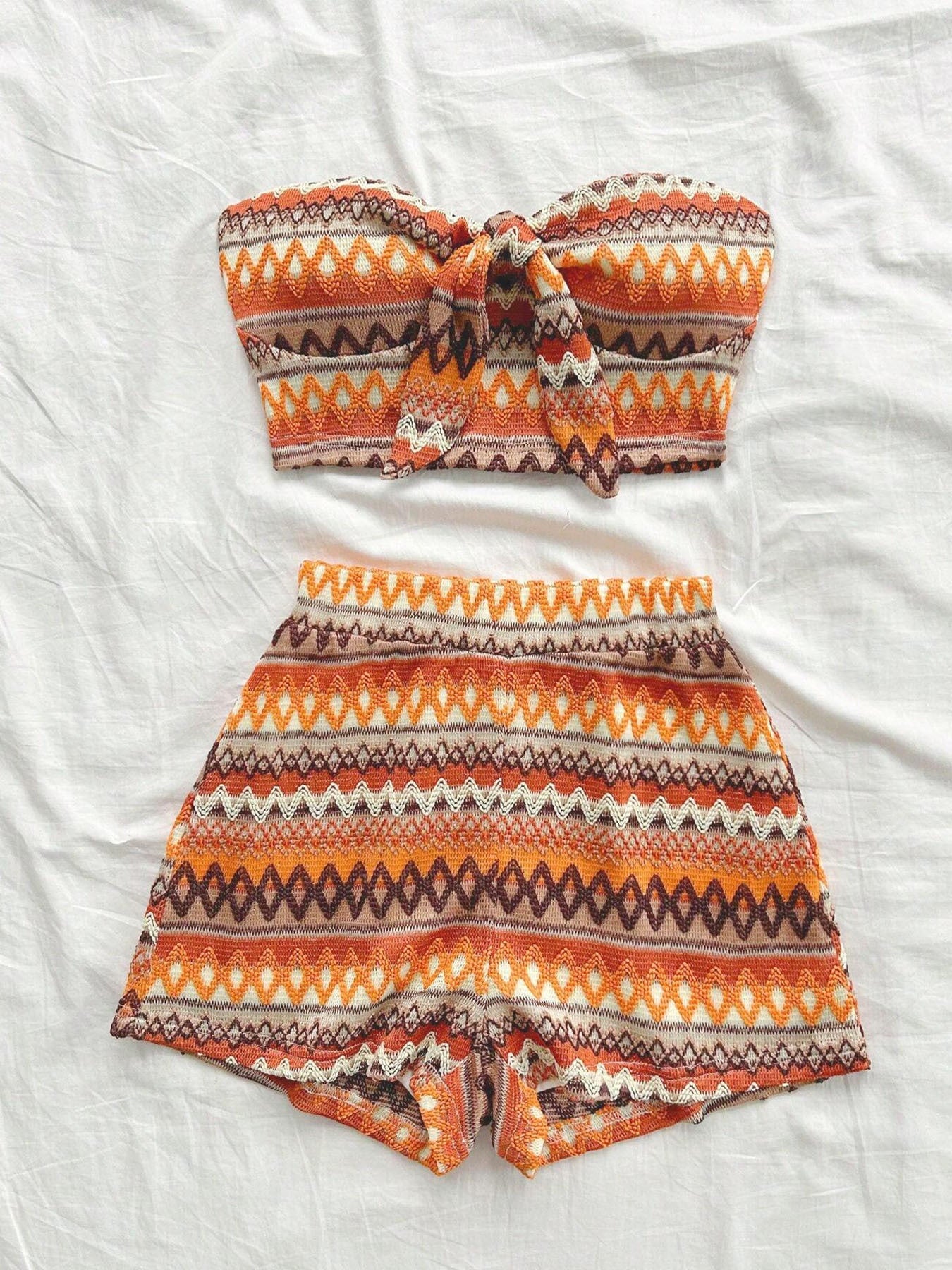 Women's Sexy 2pcs Set Summer Colorful Striped Elastic Suitable For Vacation And Daily Travel