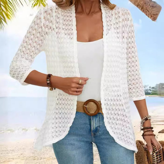 Spring And Summer Western Style All-matching Solid Color Lace Beach Jacket