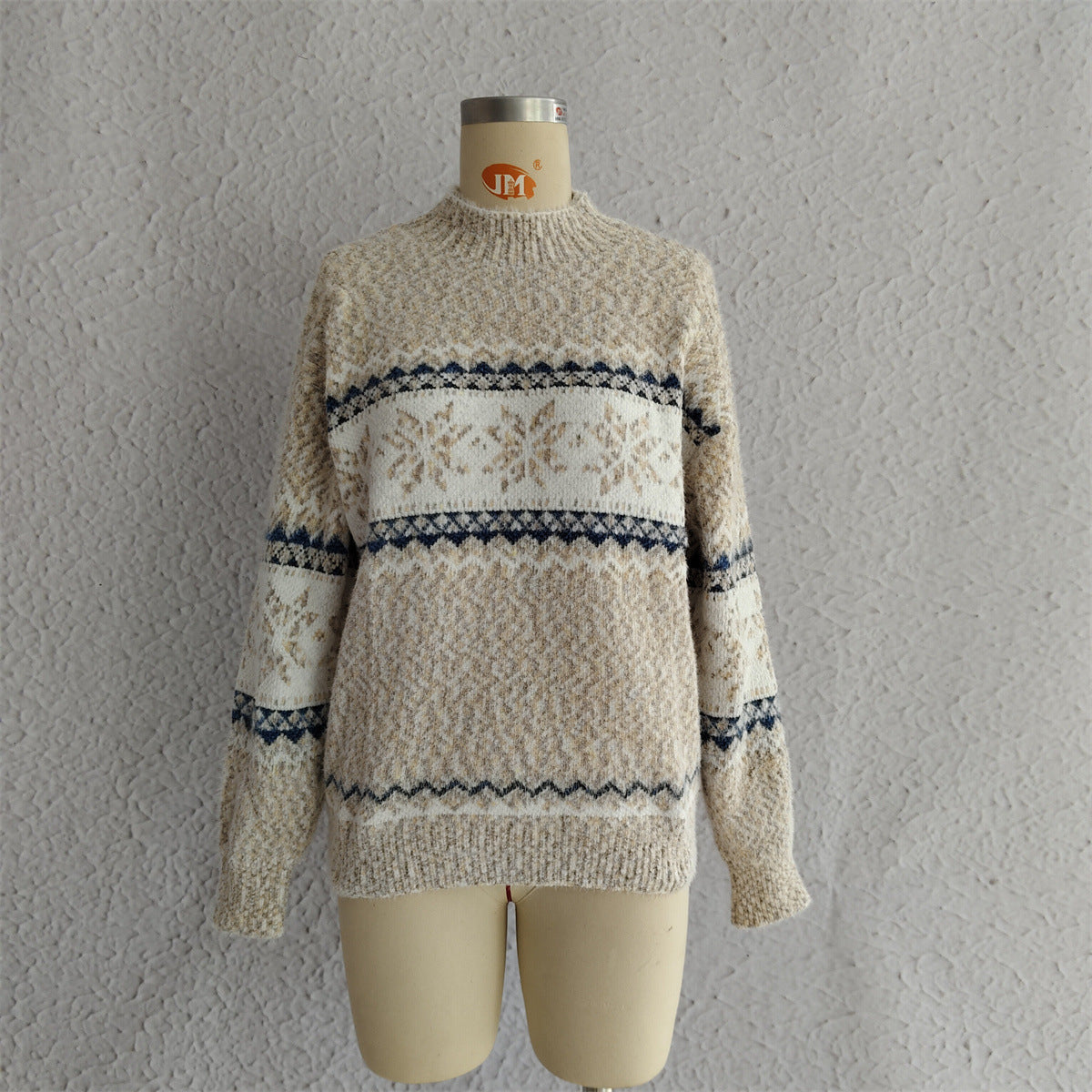 Half Turtleneck Chenille Snowflake Sweater