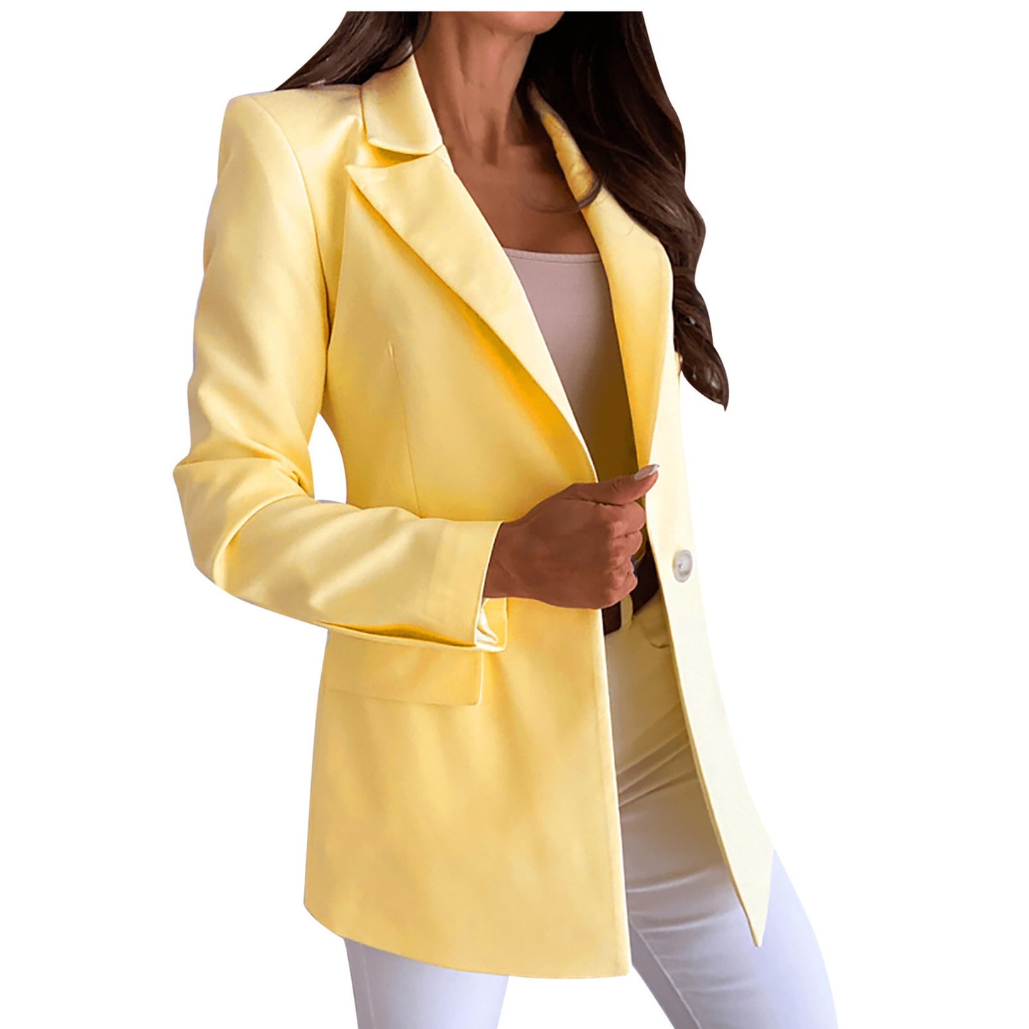 Temperament Long Sleeve Slim-fit Single Button Solid Color Jacket Small Suit