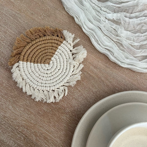 Macramé Drink Coasters, (7inch)