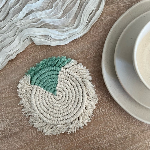 Macramé Drink Coasters, (7inch)