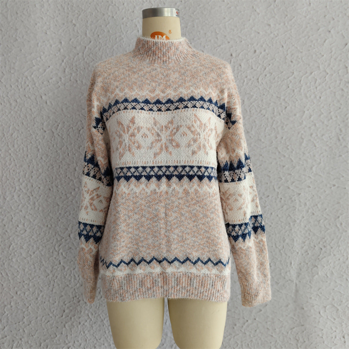Half Turtleneck Chenille Snowflake Sweater