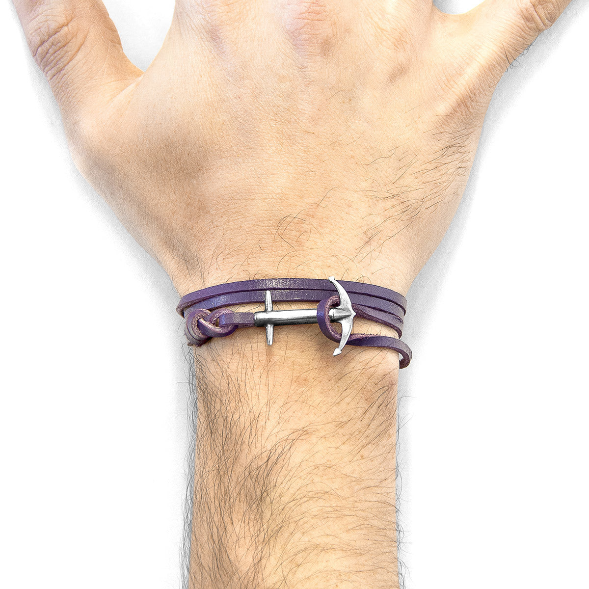 Grape Purple Admiral Silver & Leather Bracelet