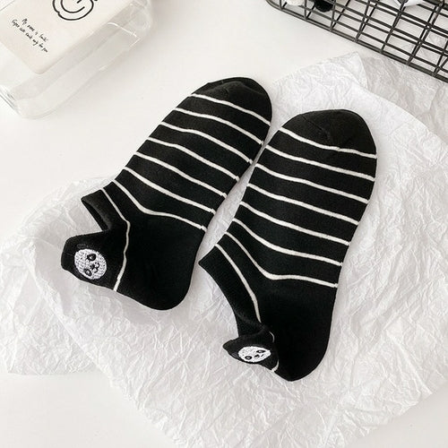 Harajuku Skarpetki Funny Ankle Socks Embroidery Animal Pug Cute Socks