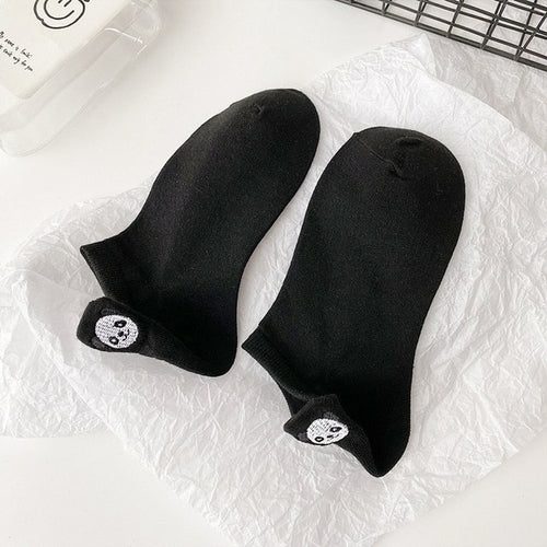 Harajuku Skarpetki Funny Ankle Socks Embroidery Animal Pug Cute Socks