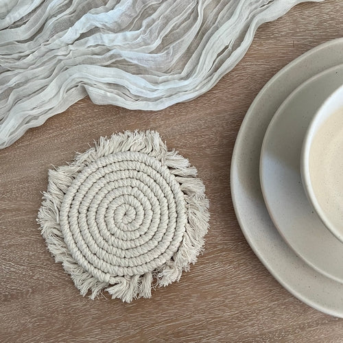 Macramé Drink Coasters, (7inch)