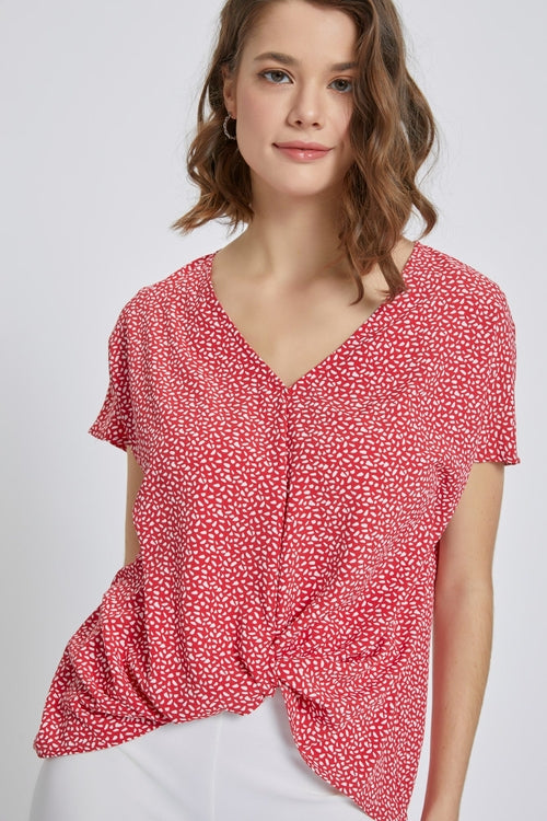 Dolman short sleeve V neck top