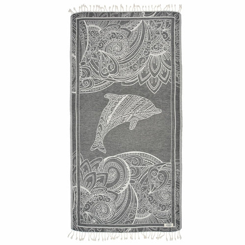 Exclusive Magic Dolphin Peshtemal Pure Cotton Beach Towel