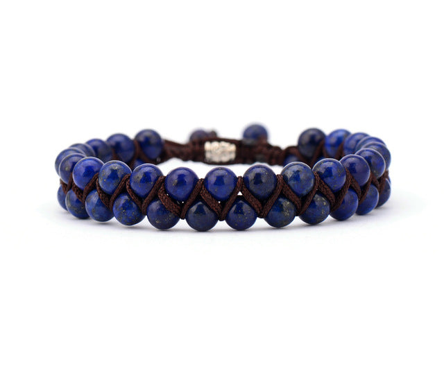 Men Bracelet Cool African Stone Beads Braided Cuff