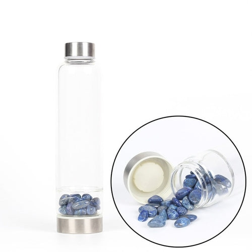 Natural Quartz Crystal Glass Water Bottle