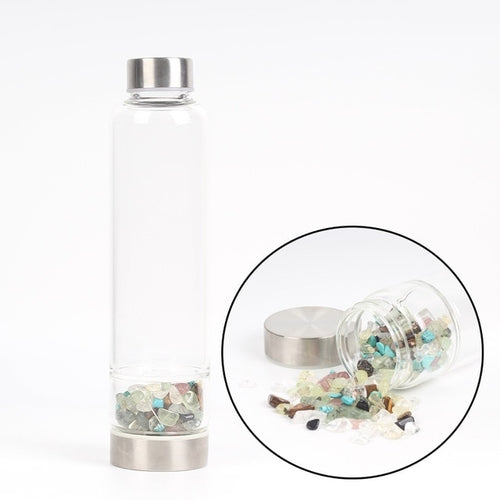 Natural Quartz Crystal Glass Water Bottle