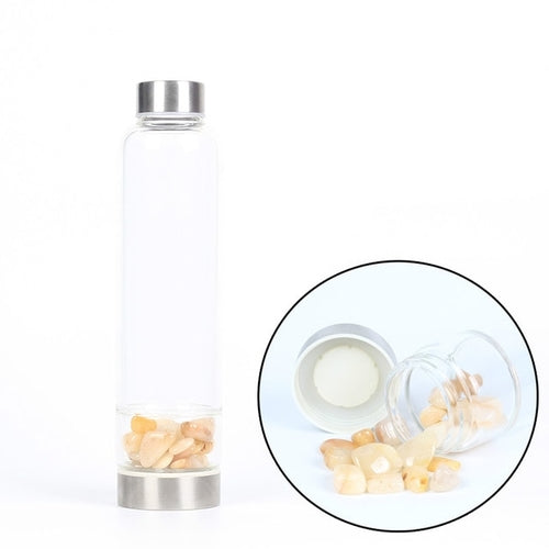 Natural Quartz Crystal Glass Water Bottle