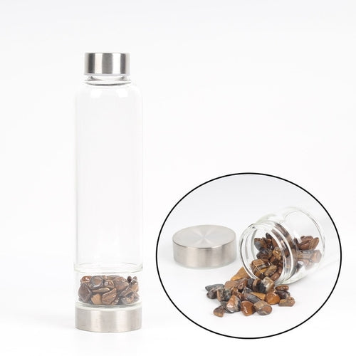 Natural Quartz Crystal Glass Water Bottle