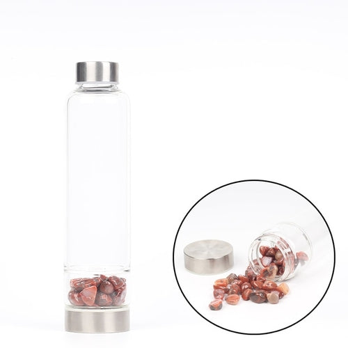 Natural Quartz Crystal Glass Water Bottle