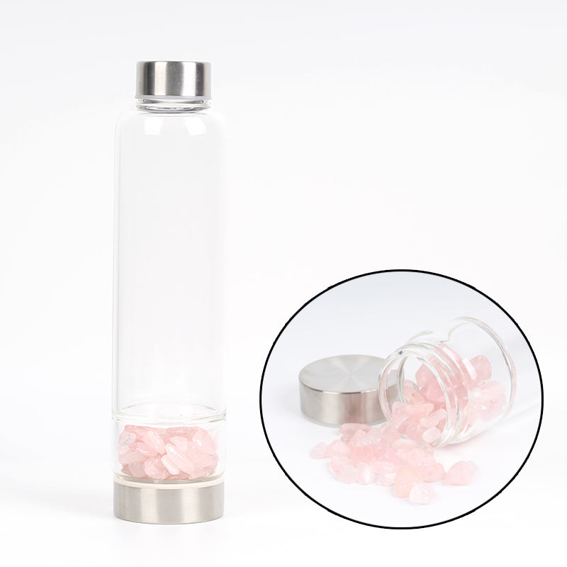 Natural Quartz Crystal Glass Water Bottle