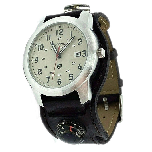 Field & Stream Men's Outdoor Adventures Brown Leather Compass