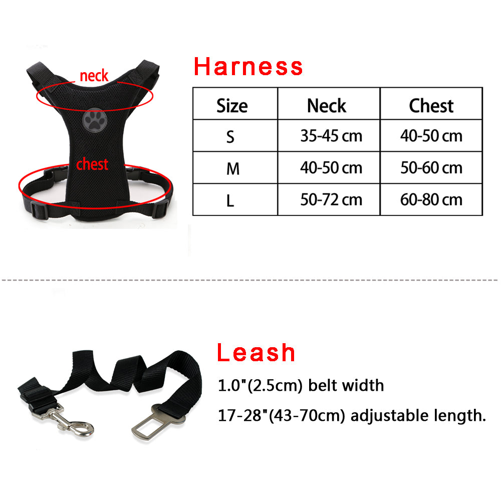 Safety Dog Car Seat Belt Pet Dog Harness and Leash