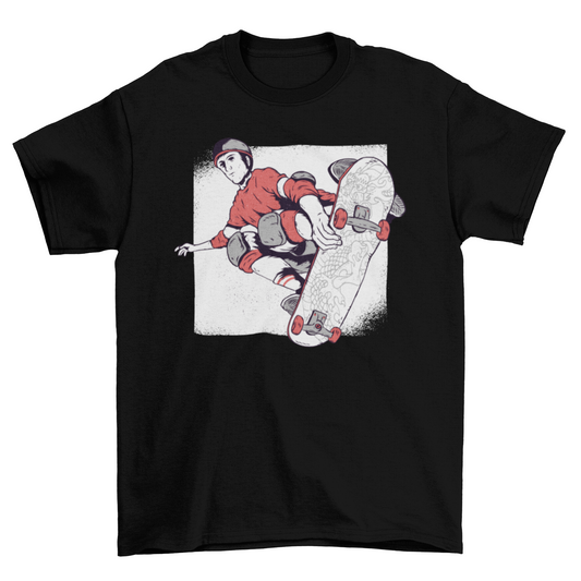 Vintage skater skateboard trick cartoon t-shirt