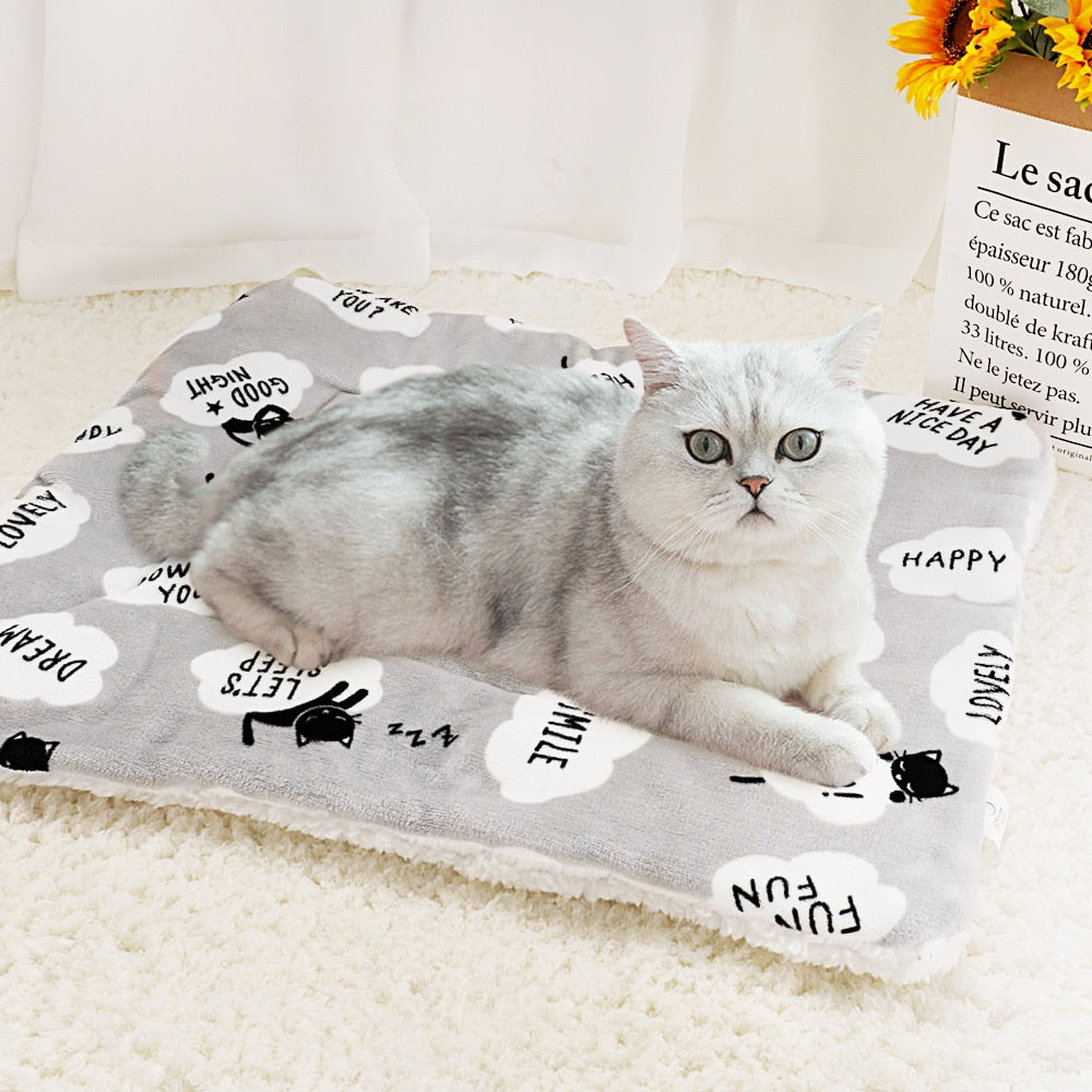 Warm Dog Pet Mat Soft Thickening Print Autumn And