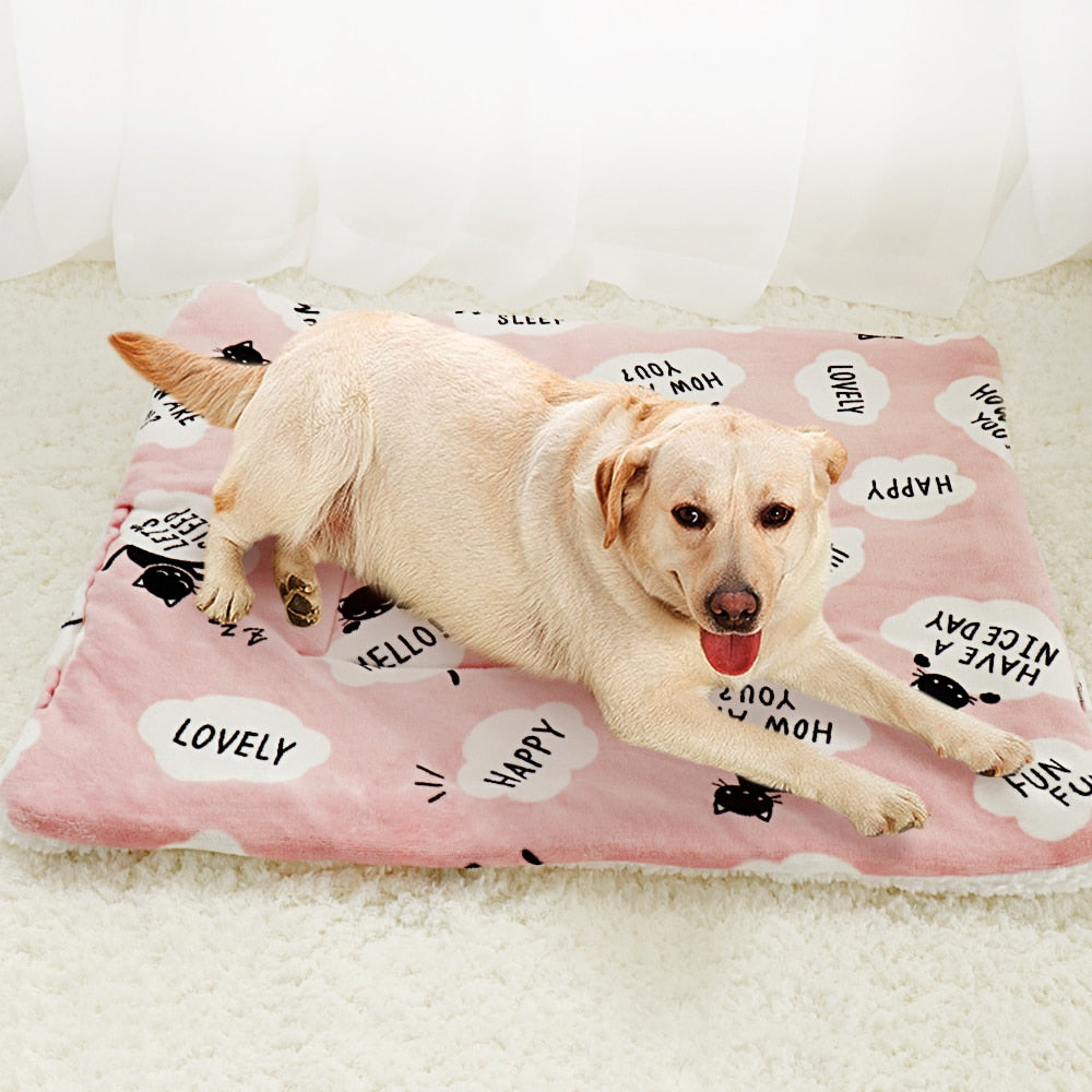 Warm Dog Pet Mat Soft Thickening Print Autumn And