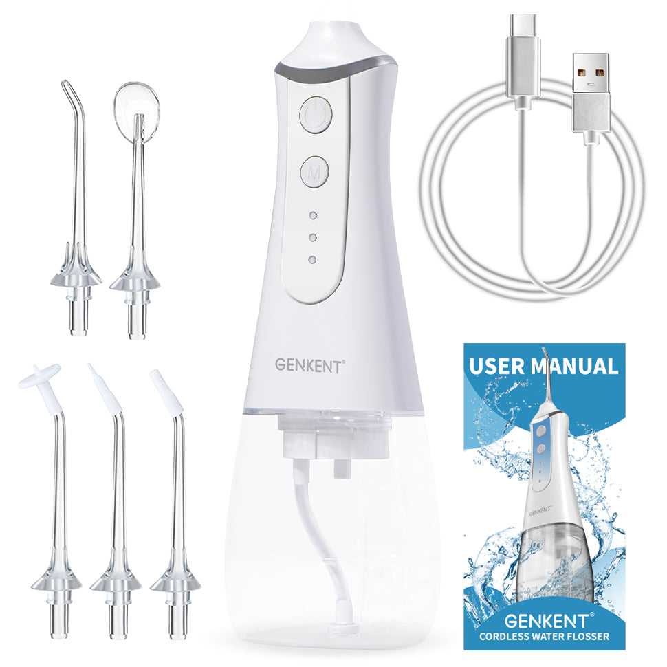 Water Flosser for Teeth, Cordless Dental Flosser 3 Modes 5 Tips