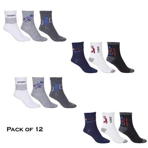 Latest Pack of 12 Multi color Ankle Socks Combo for Men and Women