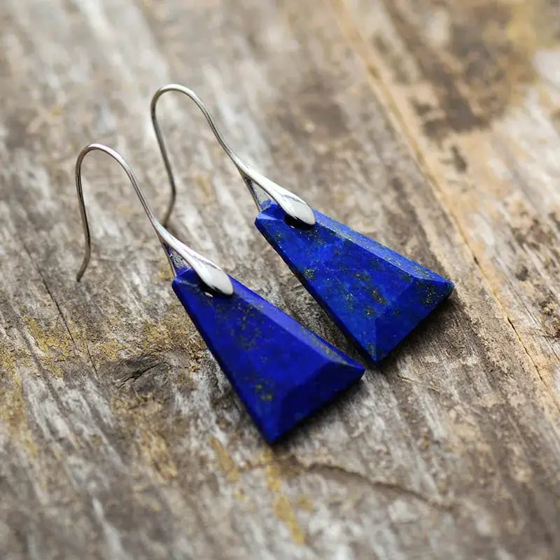 Lapis Lazuli  Trapezoid Drop Earrings