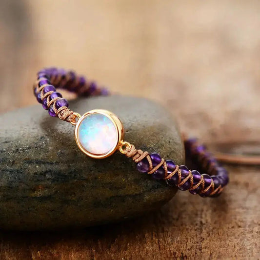 Radiant Amethyst Opal Charm Bracelet